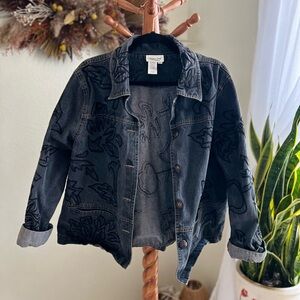 vintage coldwater creek jean embroidered beaded jacket